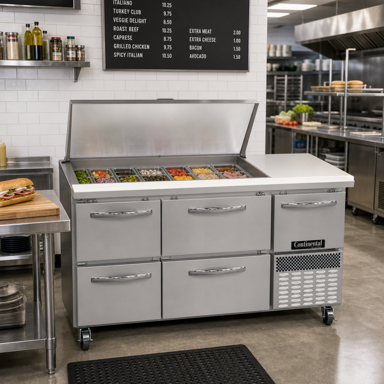 Product image #2 for Continental Refrigerator RA60N18M-D 60" Refrigerated Sandwich Prep Table with 18 Pan Capacity