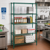 Thumbnail image #2 for Quantum 30-Inch Wide x 24-Inch Deep x 74-Inch High Stationary Wire Shelving Starter Kit, Green Epoxy Antimicrobial Finish