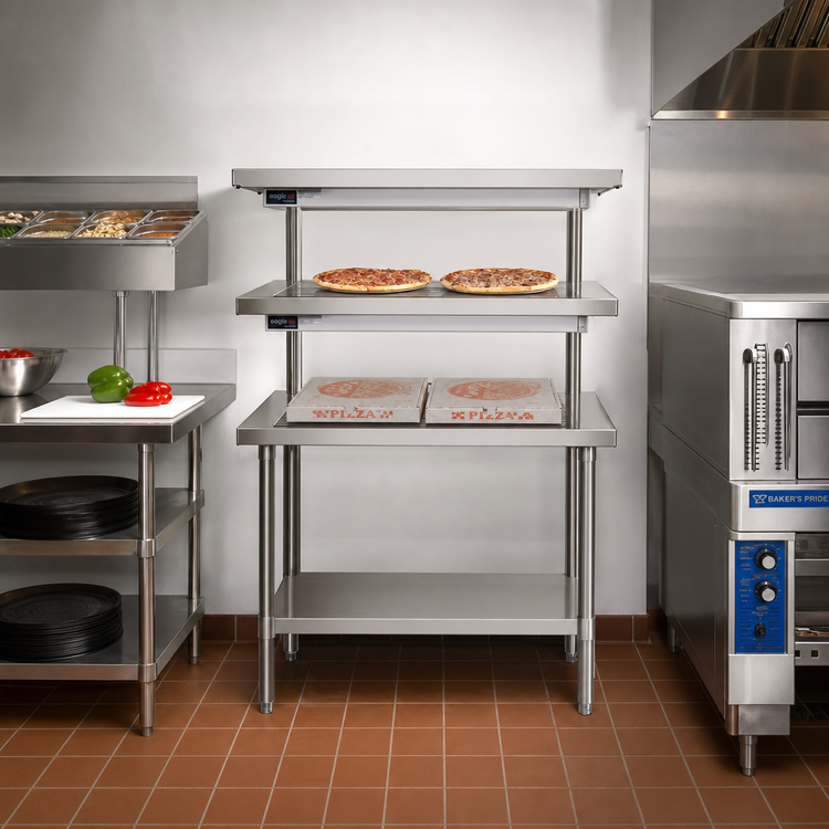 Product image #2 for Eagle Group 48-Inch Floor Model Pizza Holding Table with 2 Infrared Warmers, 208V