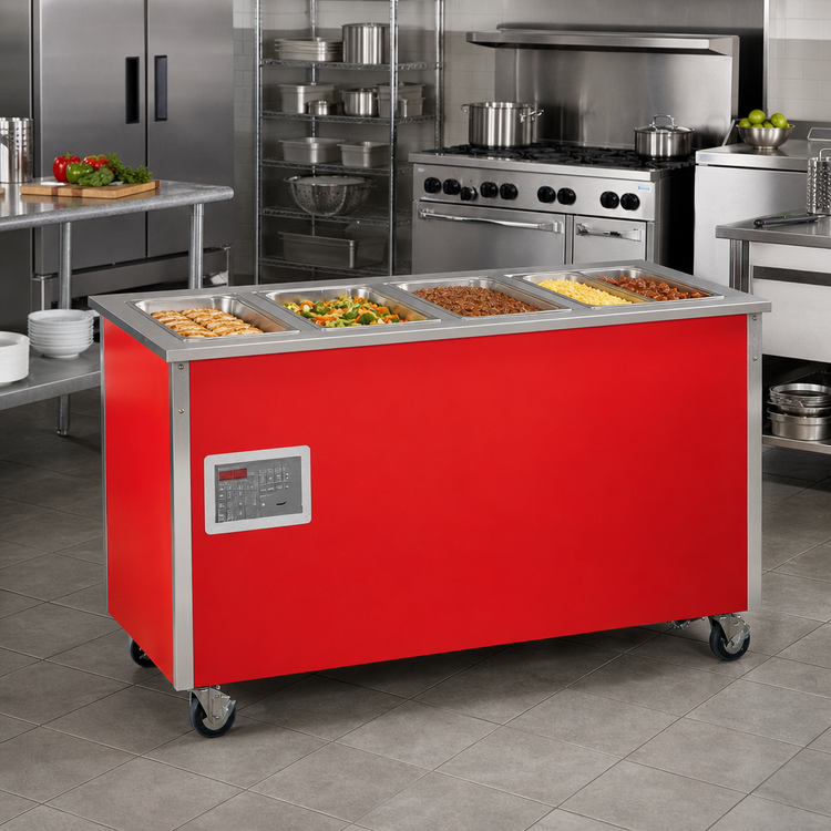 Product image #2 for Vollrath 4-Series Signature Server® 5-Well Mobile Hot Food Serving Counter with Stainless Steel Top, 74" W x 28" D x 30" H