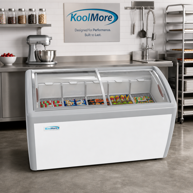Product image #2 for KoolMore 60-Inch 16 Cu. Ft. Ice Cream Display Chest Freezer with Sliding Glass Top Doors