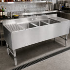 Thumbnail image #2 for John Boos UBS3-2184-2D24-X 84-Inch Stainless Steel 3-Compartment Underbar Sink with Dual 24-Inch Drainboards and 3-Inch Backsplash