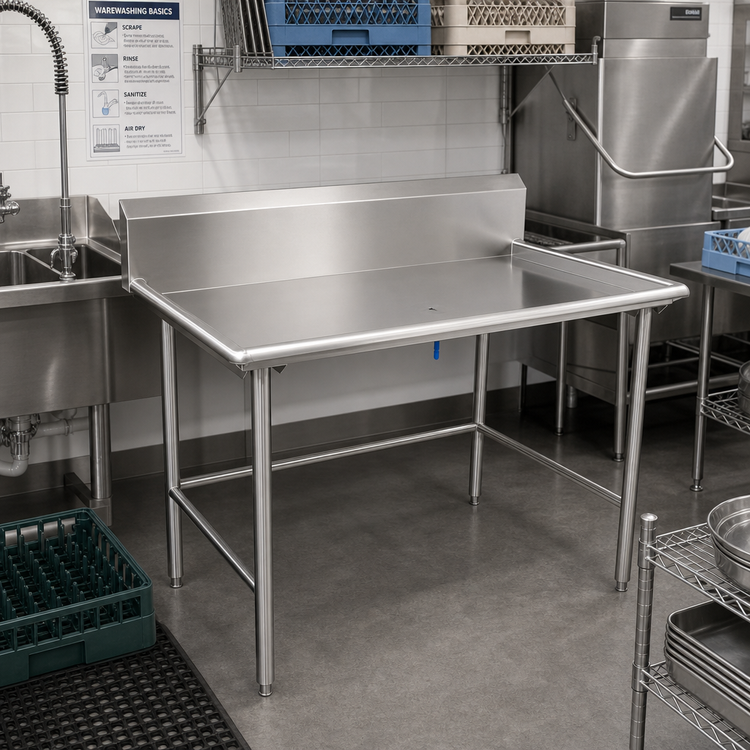 Product image #2 for John Boos 60-7/8-Inch 16-Gauge Stainless Steel Dish Sorting Table with 10-Inch Backsplash