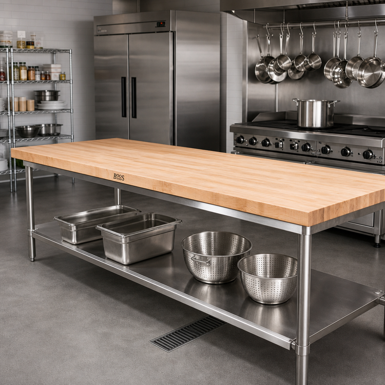 Product image #2 for John Boos 96 Inch x 25 Inch x 1-1/2 Inch Edge Grain Maple Work Table Top