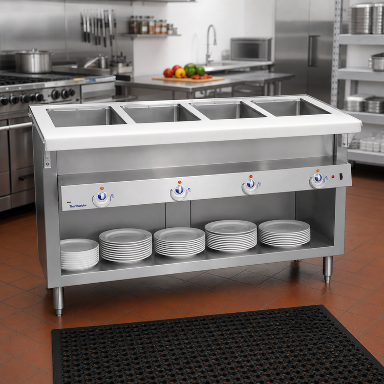 Product image #2 for Thurmaduke E-5-DLSS 5-Well Electric Steamtable Unit with Cutting Board and Dish Shelf