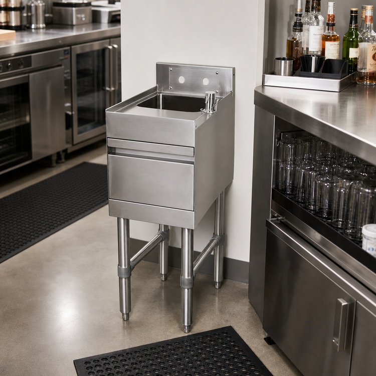 Product image #2 for John Boos Slim-Line Freestanding Underbar Hand Sink, 12 x 18 x 32-1/2 Inches, 1 Bowl