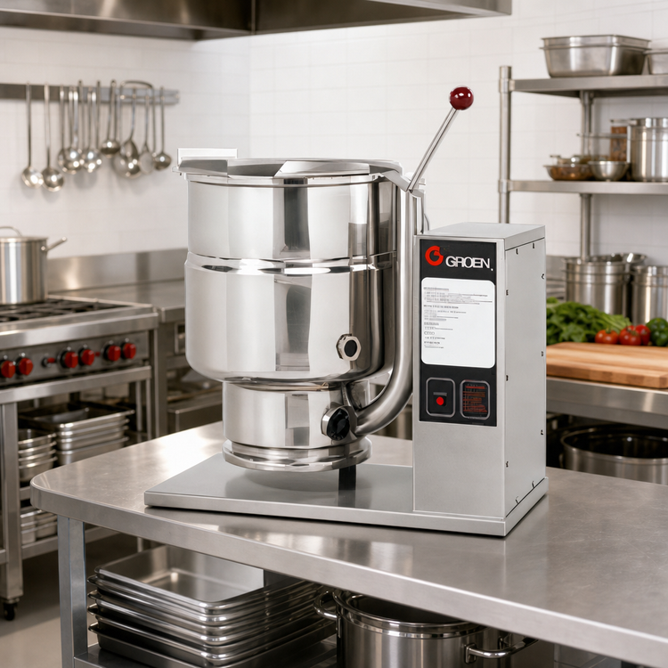 Product image #2 for Groen TDB-24C Electric Tabletop Tilting Kettle, 24 Qt, 2/3 Jacket, Right-Side Support Console