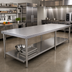 Thumbnail image #2 for John Boos Stainless Steel Countertop Food Display, 120 Inch x 48 Inch, 1-1/2 Inch Thick, No Backsplash
