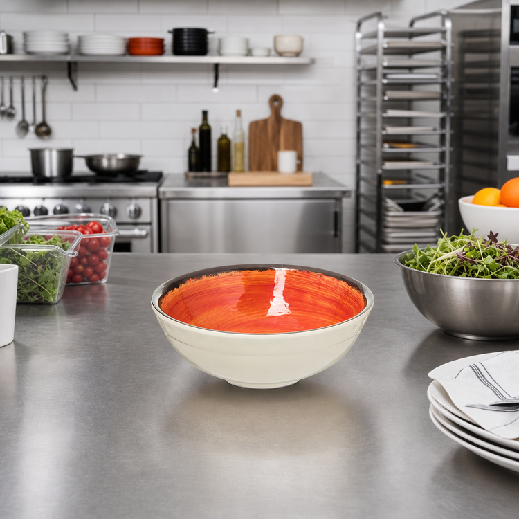 Product image #3 for Mingle Small 6-Inch Round Melamine Serving Bowl, 17 oz, Fireball Orange