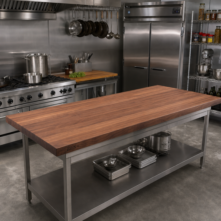 Product image #2 for Boos Block 72 Inch x 30 Inch x 3 Inch American Black Walnut Edge Grain Kitchen Countertop with Varnique Finish