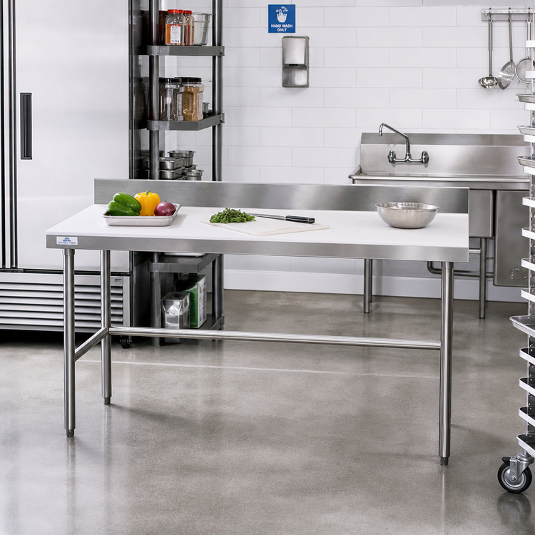 Product image #2 for Advance Tabco Poly-Vance Poly-Top Work Table with 6-Inch Backsplash, 60 x 30 Inches, 5/8-Inch Thick Top