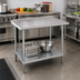 Thumbnail image #2 for Advance Tabco 30 Inch x 30 Inch Stainless Steel Work Table with Rear Up-Turn and Galvanized Undershelf