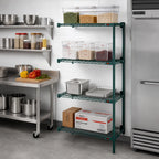 Thumbnail image #2 for Eagle Group Valu-Gard A4-74-1824VG 4-Tier Add-On Wire Shelving Unit, 24"W x 18"D x 74"H, Green Epoxy Finish