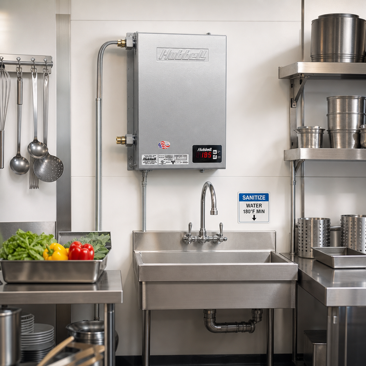 Product image #2 for Hubbell JTX048-6R 48 kW Electric Wall-Mount Tankless Booster Heater for Sanitizing Sinks