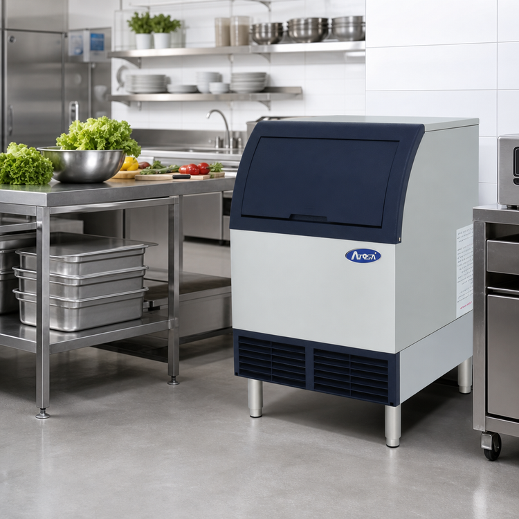 Product image #2 for Atosa Half-Dice Cube Ice Maker with Bin, Air-Cooled Self-Contained Condenser, 283 lb/Day, 88 lb Storage