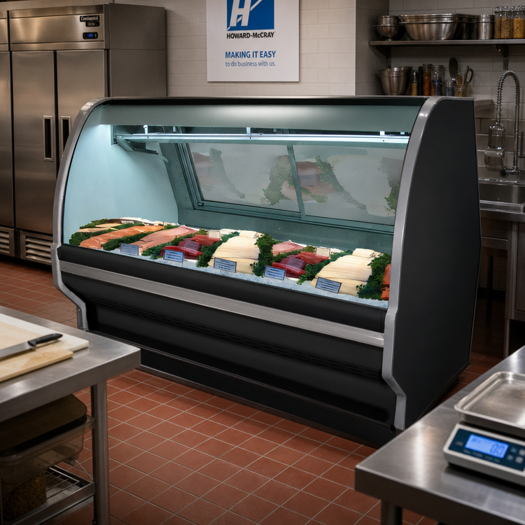 Product image #2 for Howard-McCray 40E Series 99.5-Inch Remote Curved Glass Fish/Poultry Service Case with LED Lighting