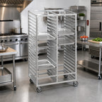 Thumbnail image #2 for Channel Manufacturing 421A6 Double-Section Aluminum Cafeteria Tray Rack, Side-Load, 36-Tray, 18 x 26-Inch, 3-Inch Spacing, 64-Inch High