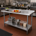 Thumbnail image #2 for Advance Tabco 84-Inch x 30-Inch 14-Gauge 304 Stainless Steel Work Table with Rear Up-Turn and Adjustable Undershelf