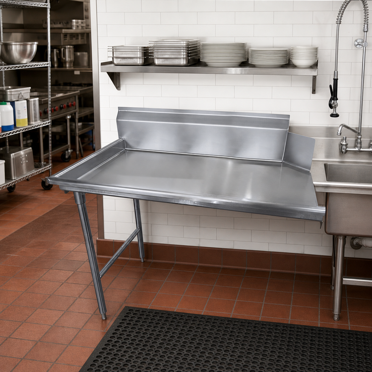 Product image #2 for Advance Tabco Straight Clean Left-Mount Dish Table, 59" x 30" x 44", 16 Gauge 304 Stainless Steel