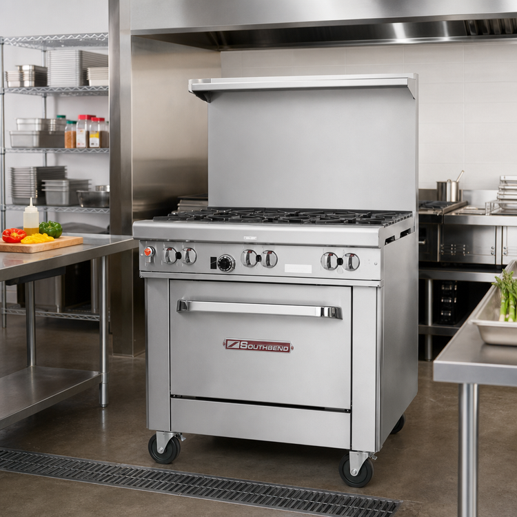 Product image #2 for Southbend Ultimate 24-Inch Gas Restaurant Range with 4 Open Burners, Cabinet Base, and Hi Shelf