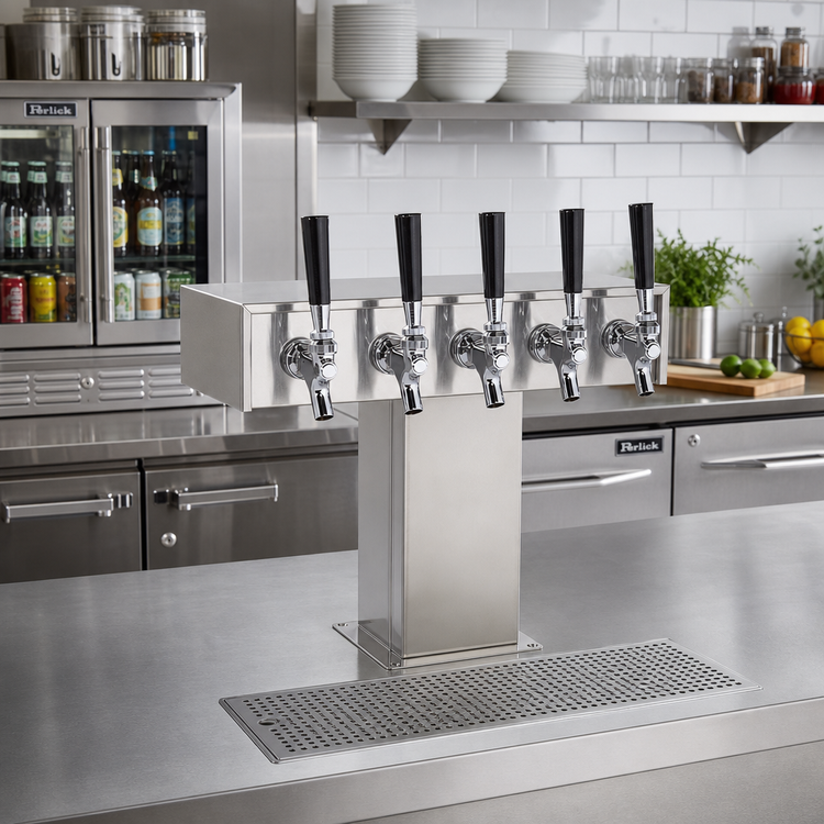 Product image #2 for Perlick 5-Faucet Stainless Steel Tee Tower Beer Dispensing Kit