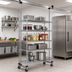 Thumbnail image #2 for Quantum 24-Inch Overhead Track Shelving Mobile Kit with 74-Inch Posts, Chrome Plated