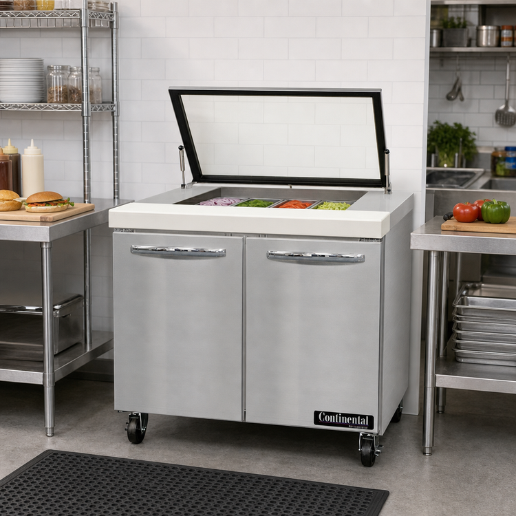 Product image #2 for Continental Refrigerator SW36N12M-HGL 36" Mighty Top Sandwich Unit with Hinged Glass Lid