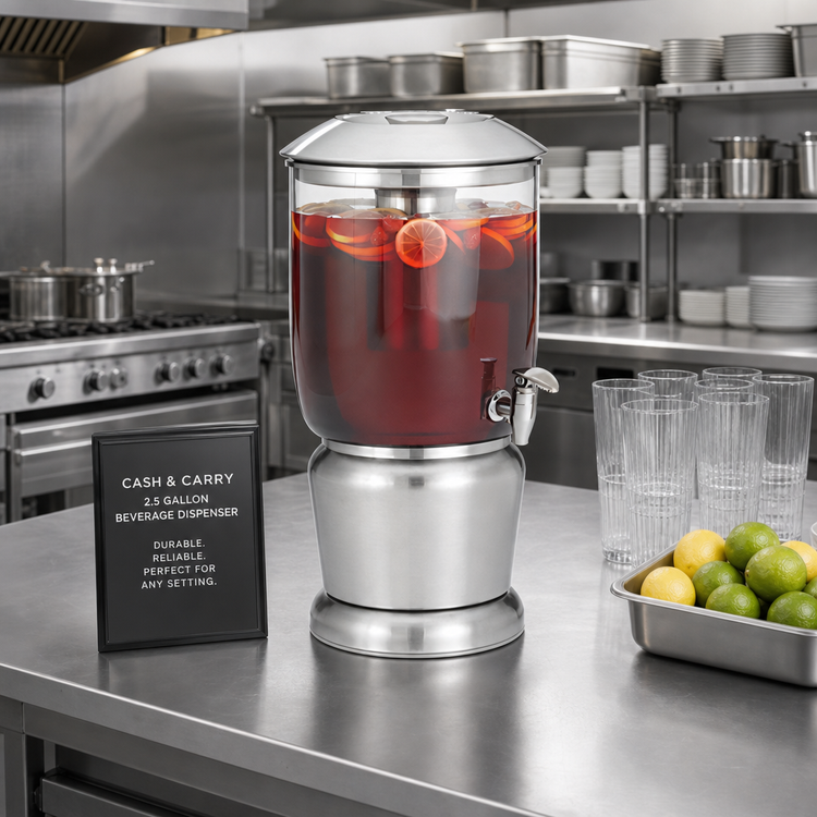 Product image #3 for Cash & Carry 2.5 Gallon Single Beverage Dispenser with Tritan Reservoir and Stainless Steel Base