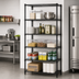 Thumbnail image #2 for Quantum 42-Inch W x 14-Inch D x 86-Inch H Wire Shelving Starter Kit, 5 Shelves, Black Epoxy Antimicrobial Finish
