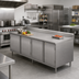 Thumbnail image #2 for BK Resources Chef Table with Cabinet Base, Hinged Doors and Locks, 120 x 30 Inch, 304 Stainless Steel, 5 Inch Back Riser