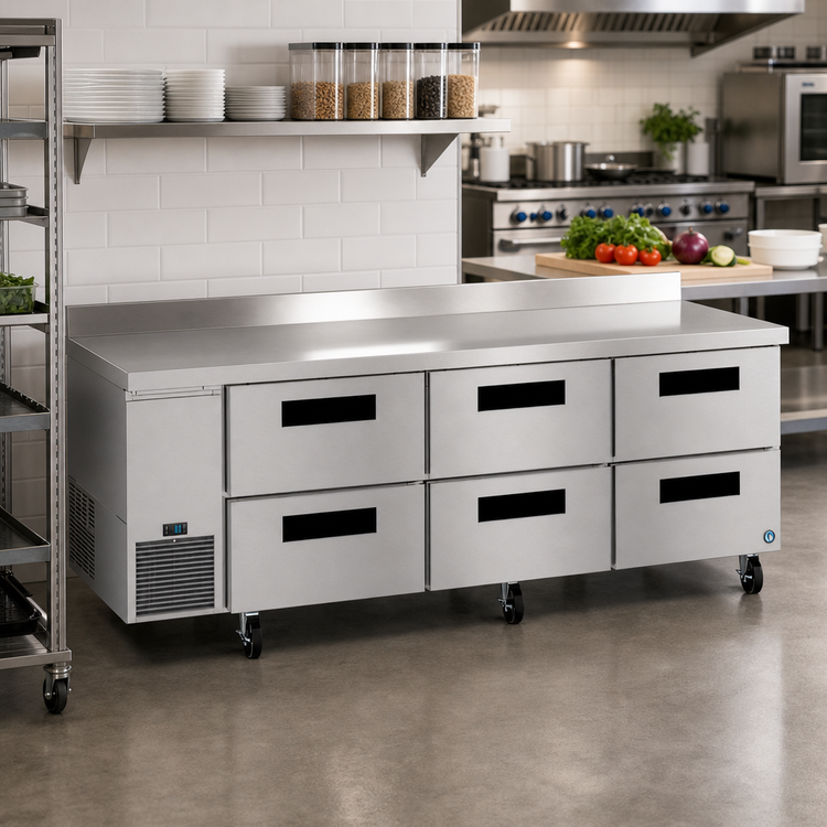 Product image #2 for Hoshizaki Steelheart Three-Section 93-Inch 6-Drawer Worktop Refrigerator