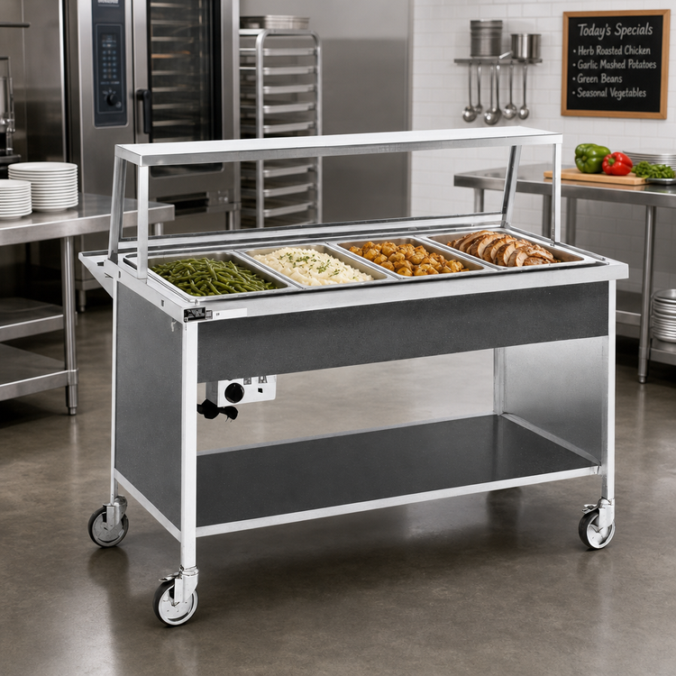 Product image #2 for Atlas Metal CAH-4 Mobile Electric Hot Food Serving Counter with 4-Pan Capacity