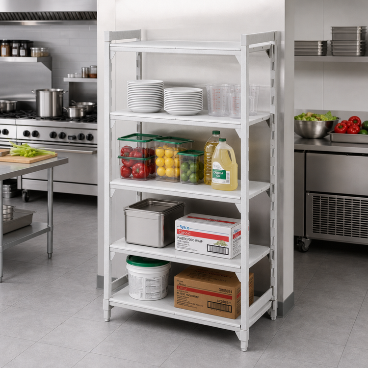 Product image #3 for Cambro Camshelving Premium 4-Shelf Solid Stationary Starter Unit, 18 x 36 x 72 Inches, Speckled Gray