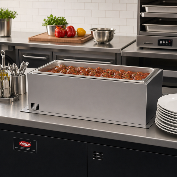 Product image #2 for Hatco Built-In Heated Food Well with Drain and Auto-Fill, Full-Size 12" x 20" Rectangular Pan, Insulated