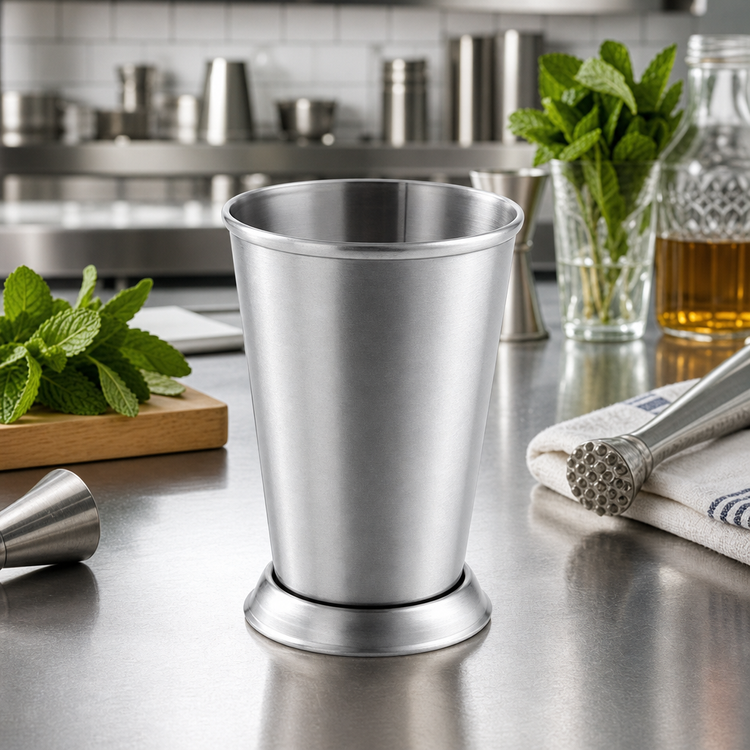 Product image #2 for American Metalcraft 8 oz. Brushed Stainless Steel Mint Julep Cup