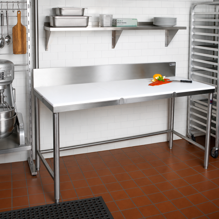 Product image #2 for John Boos 72-Inch x 36-Inch Trimming Table with Reversible 3/4-Inch Poly Top and 6-Inch Removable Backsplash