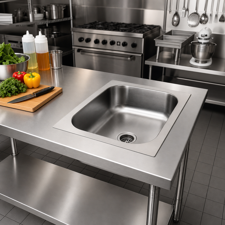 Product image #2 for Eagle Group Seamless Welded-In One-Compartment Sink, 22 x 22 x 13-1/2 Inch Bowl, 304 Stainless Steel