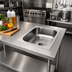 Thumbnail image #2 for Eagle Group Seamless Welded-In One-Compartment Sink, 22 x 22 x 13-1/2 Inch Bowl, 304 Stainless Steel