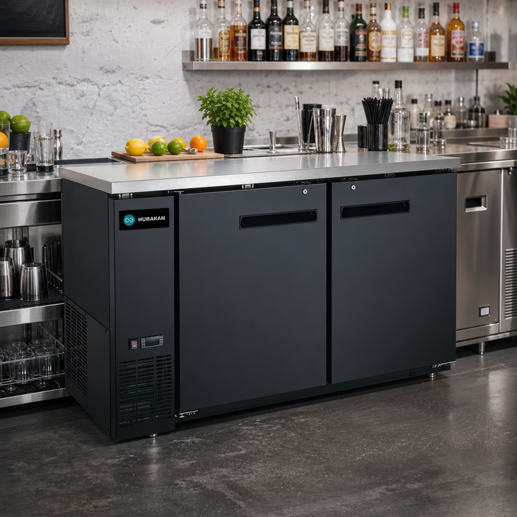 Product image #2 for Hurakan by Equip.me 60-Inch Narrow Two-Door Solid Back Bar Refrigerator