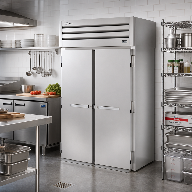 Product image #2 for True SPEC SERIES Roll-Thru Two-Section Refrigerator with Solid Swing Doors, Stainless Steel, 89-Inch High