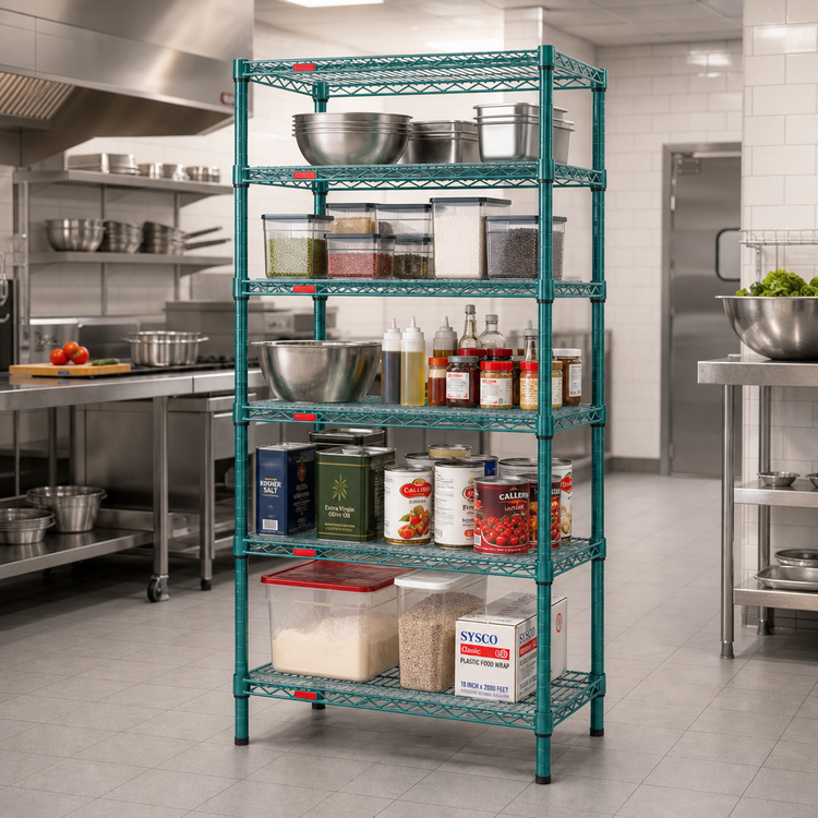 Product image #2 for EagleGard 5-Tier Starter Wire Shelving Unit, 24W x 21D x 74H, Stationary, EAGLEgard Hybrid Epoxy Finish