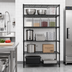 Thumbnail image #2 for Quantum Stationary Wire Shelving Starter Kit, 5 Shelves, 42W x 30D x 74H, Black Epoxy