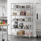 Thumbnail image #2 for Metro Super Erecta 5N477C Stationary Chrome Wire Shelving Starter Unit, 5 Shelves, 72"W x 21"D x 74"H