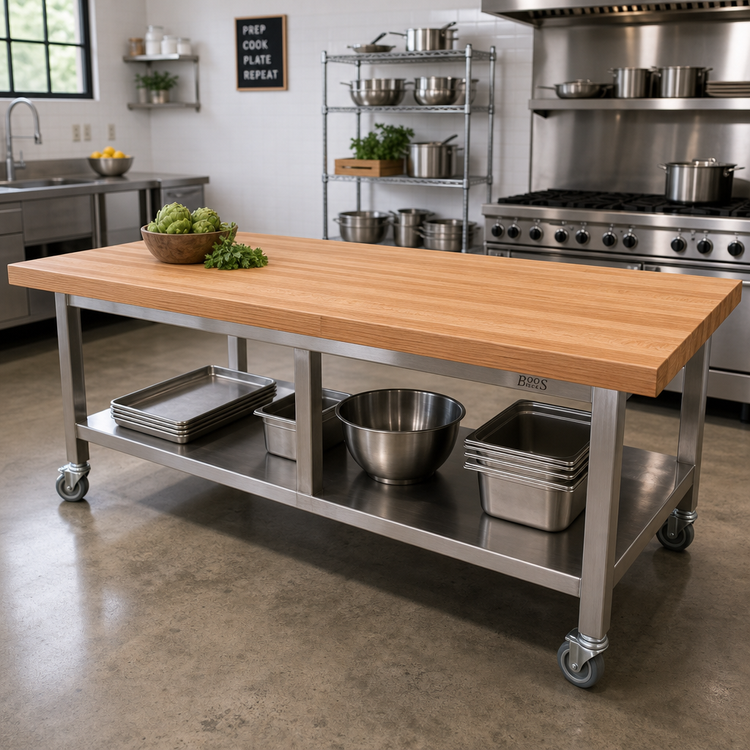 Product image #2 for John Boos Appalachian Red Oak Edge Grain Island Countertop, 72 x 36 x 1-1/2 Inch, Varnique Finish