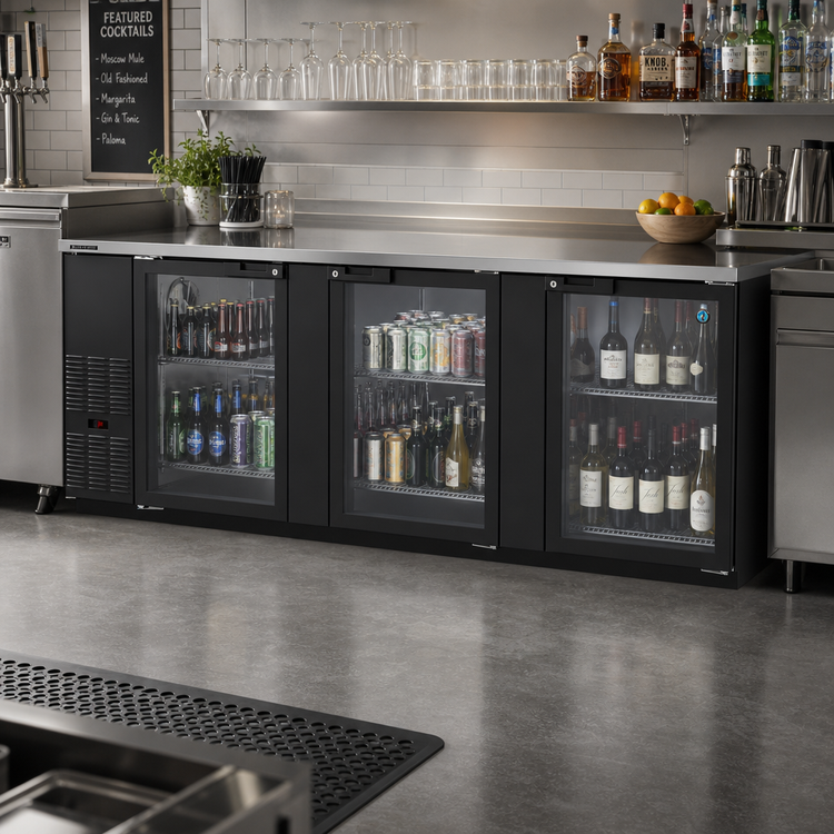 Product image #2 for Hoshizaki BB95-G 95.5-Inch Three-Section Glass Door Back Bar Cooler