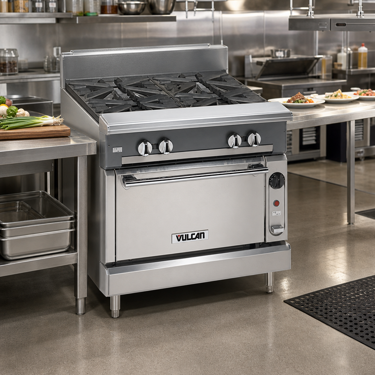 Product image #2 for Vulcan V Series 36-Inch Heavy Duty Gas Range with Two Hot Tops and Cabinet Base