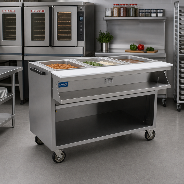 Product image #2 for Spec-Master SPHT5CB-240-3 5-Well Electric Sealed Well Mobile Hot Food Table with AutoFill Water System
