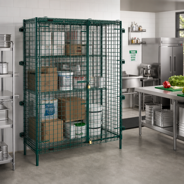 Product image #2 for EagleGard Stationary Open Wire Security Cage with Dual Padlock Doors, 63-1/4 Inch W x 27-1/4 Inch D x 67 Inch H