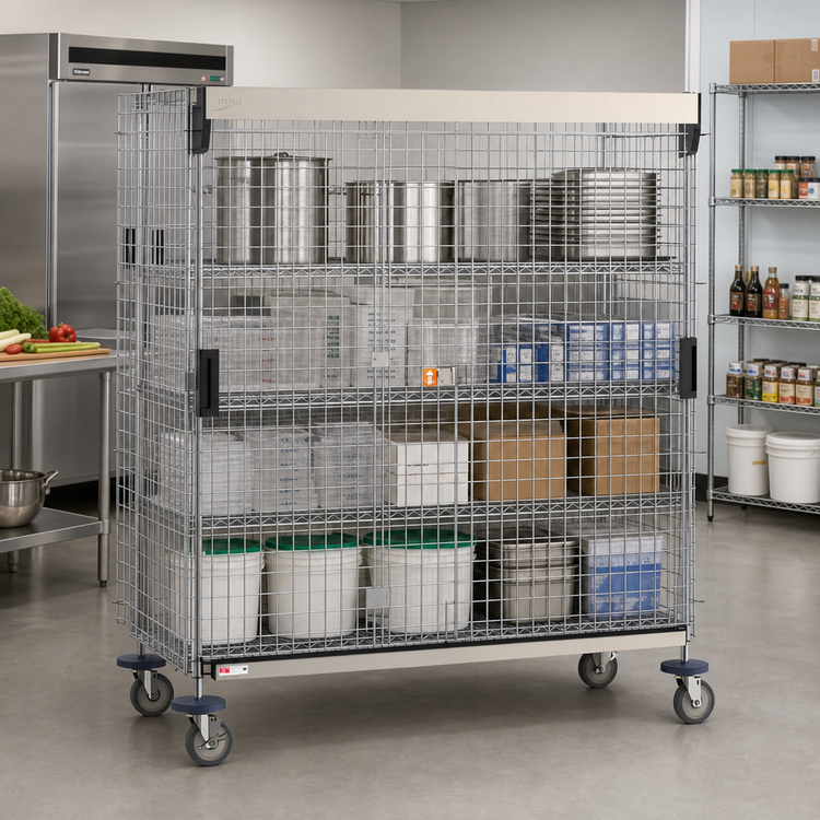 Product image #2 for Metro Super Erecta Chrome Mobile Security Cage with Sliding Doors, Fits 24 x 60 Shelves