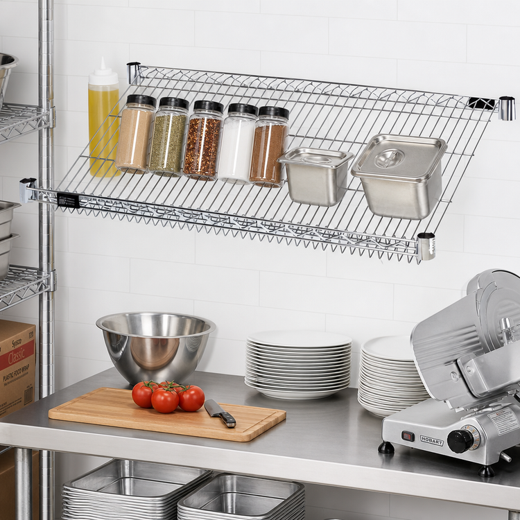 Product image #2 for Quantum Slanted Wire Shelf, 48 x 18 Inches, Chrome Plated